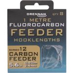 Drennan Fluorocarbon Line Carbon Feeder Ready Tied Hooks Size 12