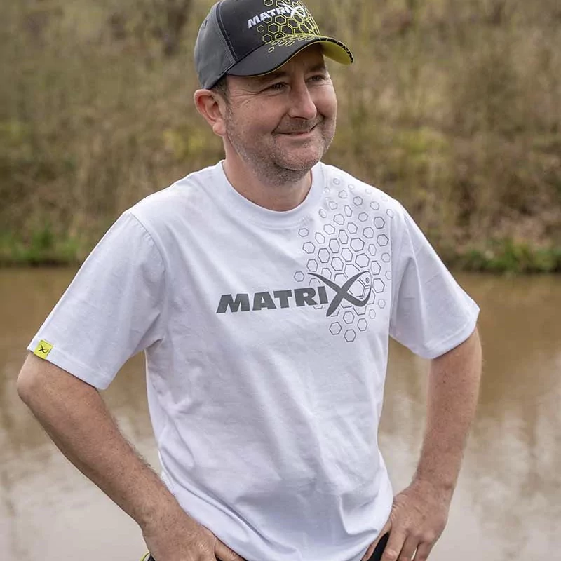 Matrix Hex Print T-Shirt White in Use